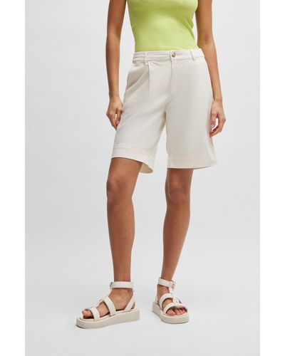 BOSS Relaxed-fit High-rise Shorts In Stretch Cotton - White
