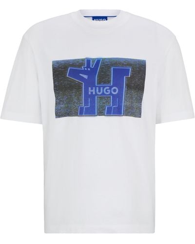 HUGO Regular-Fit T-Shirt aus Baumwoll-Jersey mit Logo-Artwork - Weiß