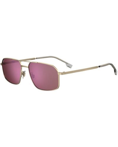 BOSS Gold-tone Sunglasses With Pink Lenses - Multicolour