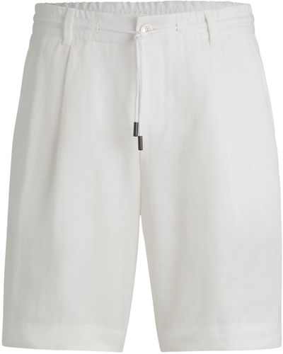 BOSS Tapered-Fit Shorts aus Leinen und Seide - Grau