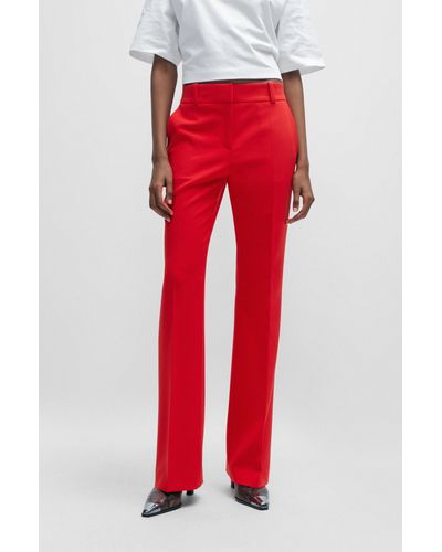 HUGO Pantalon bootcut Regular Fit en tissu stretch - Rouge
