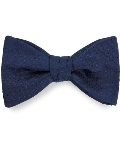 HUGO Dot-patterned Bow Tie In Silk Jacquard - Blue