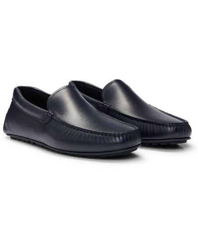 BOSS Nappa-leather Moccasins With Driver Sole And Full Lining - Black