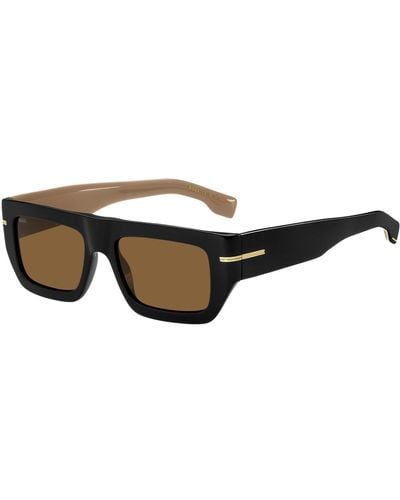 BOSS Black-acetate Sunglasses With Signature Gold-tone Detail