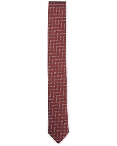 BOSS Silk-blend Tie With Jacquard-woven Pattern - Purple