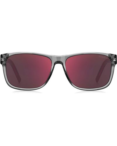 HUGO Sonnenbrille aus transparentem Acetat in Grau und Rot - Mehrfarbig