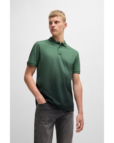 BOSS Cotton-piqué Polo Shirt With Dip-dye Finish - Green