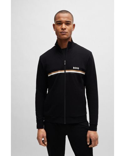 BOSS Stretch-cotton Regular-fit Tracksuit With Signature Details - Black