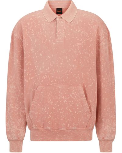 BOSS Relaxed-Fit Sweatshirt aus Baumwoll-Terry mit Logo-Detail - Pink