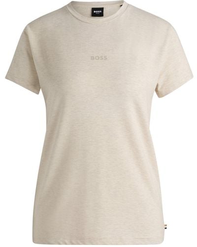 BOSS Stretch-modal Pyjama T-shirt With Logo Print - Natural