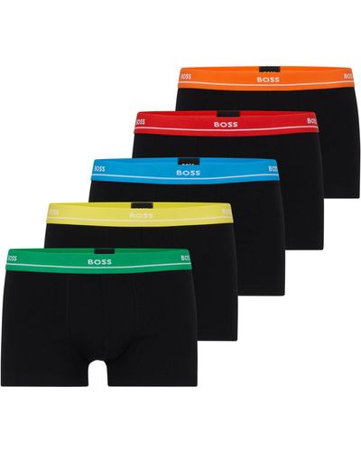 BOSS Fünfer-Pack Boxershorts aus Stretch-Baumwolle mit Logos am Bund - Schwarz