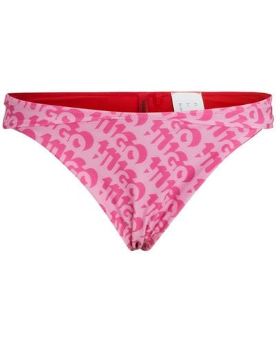 HUGO Bikinihose im brasilianischen Stil mit Logo-Print - Pink