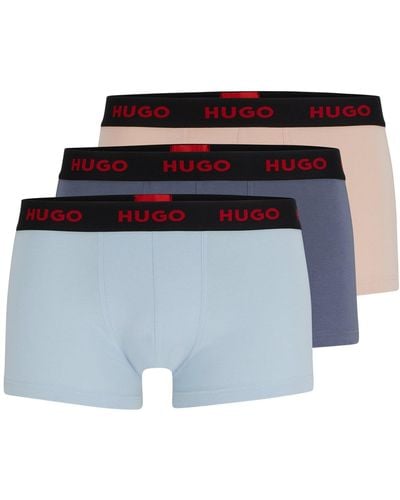 HUGO Three-pack Of Logo-waistband Trunks In Stretch Cotton - Multicolour