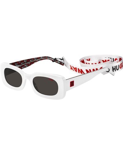 HUGO White-acetate Sunglasses With Detachable Slogan Strap Women's Eyewear - Multicolour