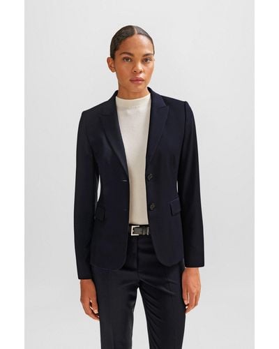 BOSS Regular-fit Jacket In Virgin Wool - Blue