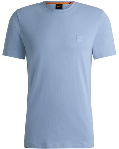 BOSS T-Shirt aus Baumwoll-Jersey mit Logo-Aufnäher - Blau