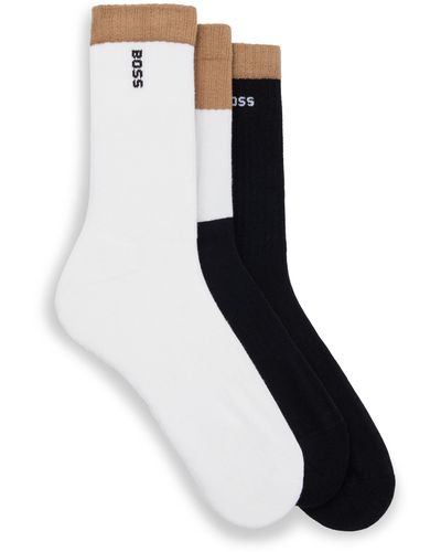 BOSS Three-pack Of Short-length Socks With Logo Details - Black