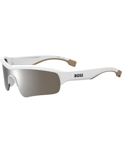 BOSS Mask-style Sunglasses With Contrast Lenses - White