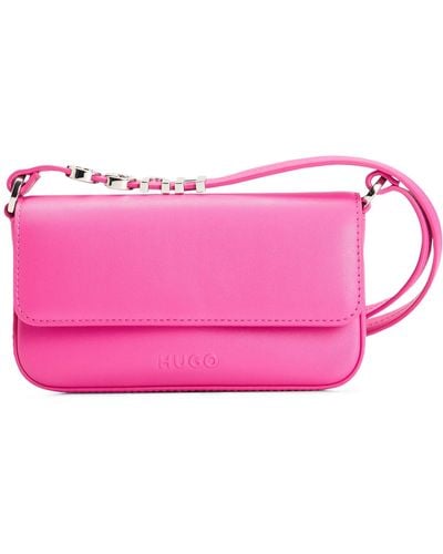 HUGO Faux-leather Phone Holder With Logo-trimmed Strap - Pink