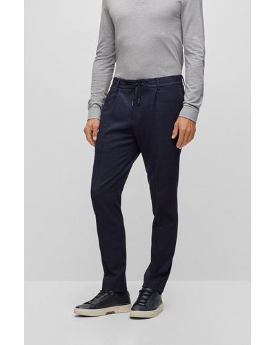 BOSS Slim-fit Pants In A Wool Blend With Silk - Gray