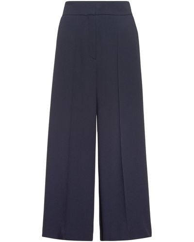HUGO Cropped Culottes In Crepe Fabric With High Waist - Blue