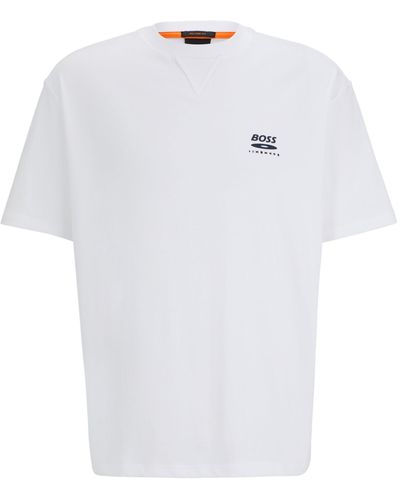 BOSS Oversized-fit T-shirt Van Katoenen Jersey Met Nieuw Artwork - Wit