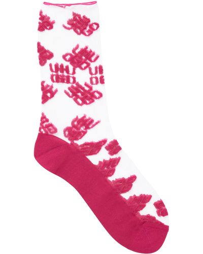 HUGO Transparante Sokken In Kwartlengte Met Tweedelige Logo's - Roze