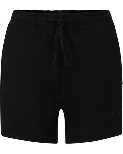 BOSS Shorts aus elastischem Terry mit Logo-Stickerei - Schwarz