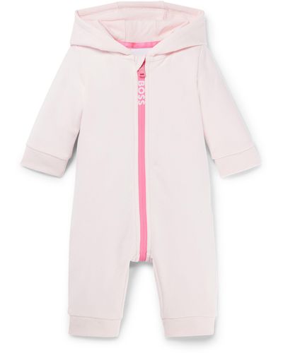 BOSS Baby Hooded Bodysuit In Cotton-blend Fleece - Pink