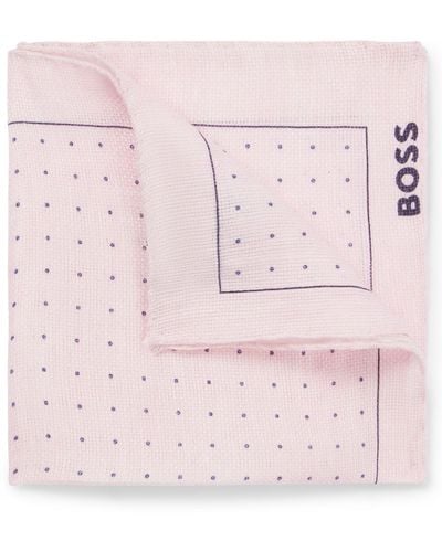 BOSS Bedrucktes Einstecktuch aus Leinen-Mix mit Baumwolle - Pink