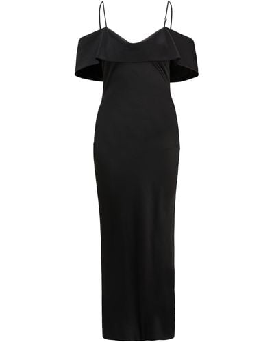 HUGO Kleid aus Satin mit Bardot-Ausschnitt - Schwarz