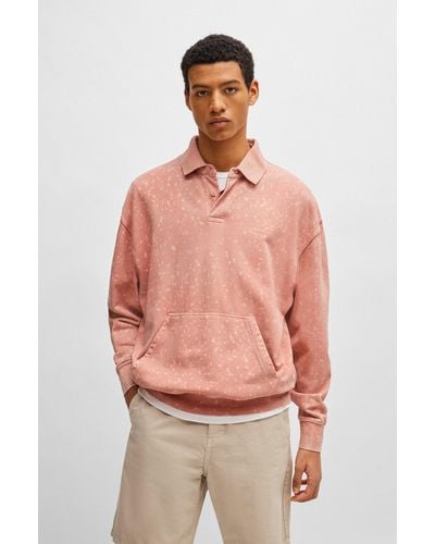 BOSS Relaxed-fit Sweatshirt In Cotton Terry With Logo Detail - Pink