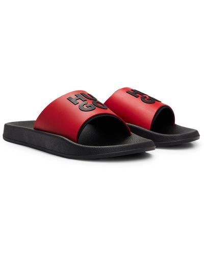 HUGO Slides With Logo-branded Straps - Red