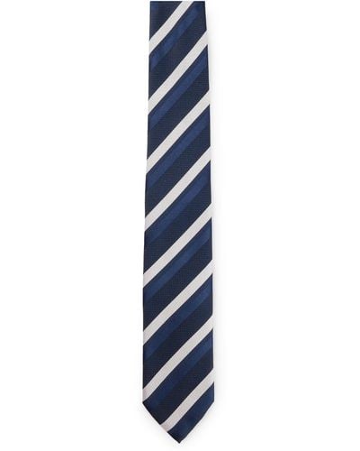 BOSS Silk-blend Tie With All-over Jacquard Pattern - Blue