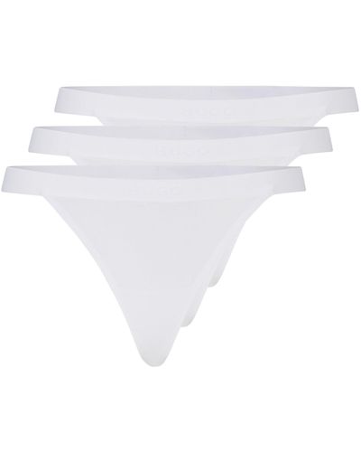 HUGO Triple-pack Of String Briefs In Stretch Modal With Logo Waistband - White