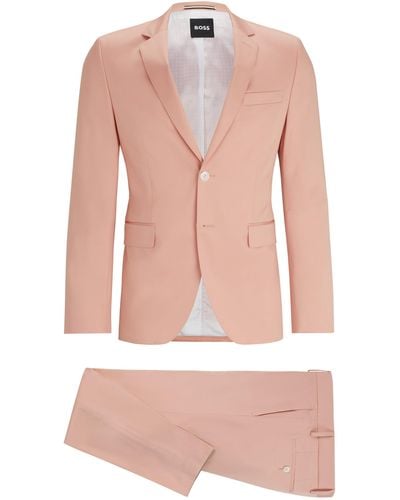 BOSS Extra Slim-Fit Anzug aus Stretch-Baumwolle - Pink