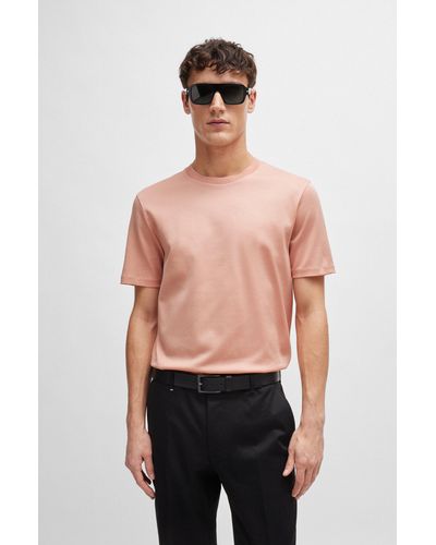 BOSS Regular-fit T-shirt In Structured Mercerized Cotton - Pink