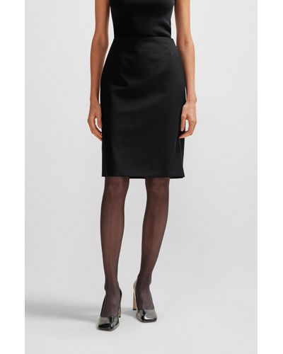 BOSS Slim-fit Pencil Skirt In Virgin Wool - Black