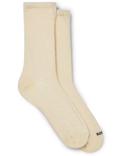 BOSS Mittelhohe Socken aus Stretch-Baumwolle im Zweier-Pack - Natur