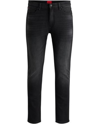 HUGO Extra Slim-Fit Jeans aus schwarzem Stretch-Denim