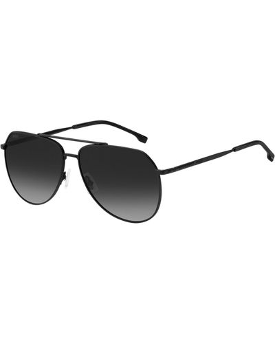 BOSS Double-bridge Sunglasses In Black Metal With Tubular Temples Men's Eyewear