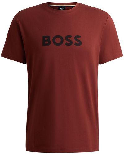 BOSS Regular-fit T-shirt Van Katoenen Jersey Met Uv-bescherming (factor 50+) - Rood