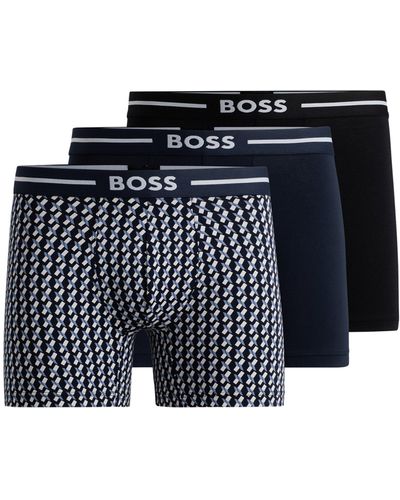 BOSS Dreier-Pack eng anliegende Boxershorts aus Stretch-Baumwolle - Schwarz