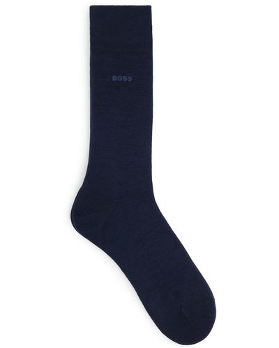 BOSS Mittelhohe Logo-Socken aus Woll-Mix - Blau