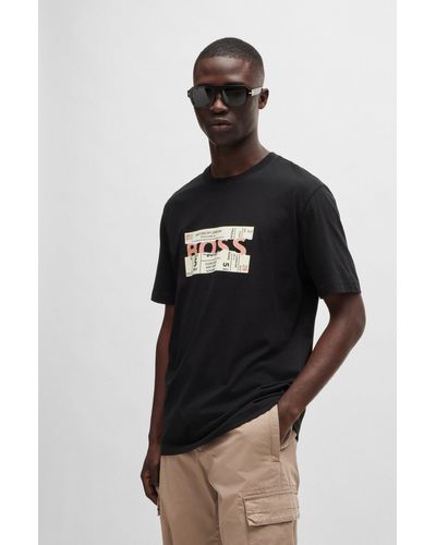 BOSS Regular-fit T-shirt In Cotton With Seasonal Artwork - Black