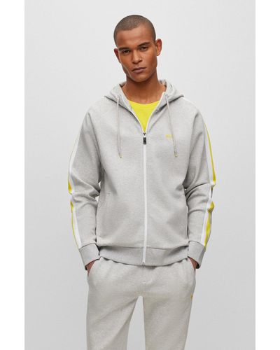 BOSS by HUGO BOSS Cotton-blend Regular-fit Tracksuit With Striped Tape - Grey