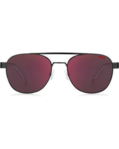 HUGO Sonnenbrille mit Metallfassung und gummiertem Logo - Mehrfarbig