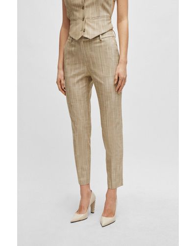 BOSS Regular-fit Pants With Pinstripe Pattern - Natural