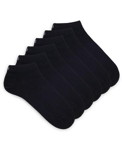 HUGO Paquete de seis pares de calcetines a la altura del tobillo con detalles de logos - Negro