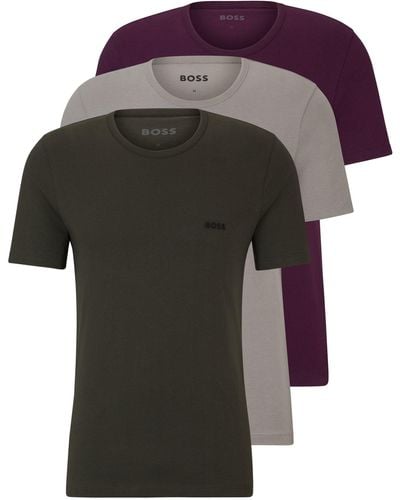BOSS Three-pack Of Underwear T-shirts With Embroidered Logos - Multicolour